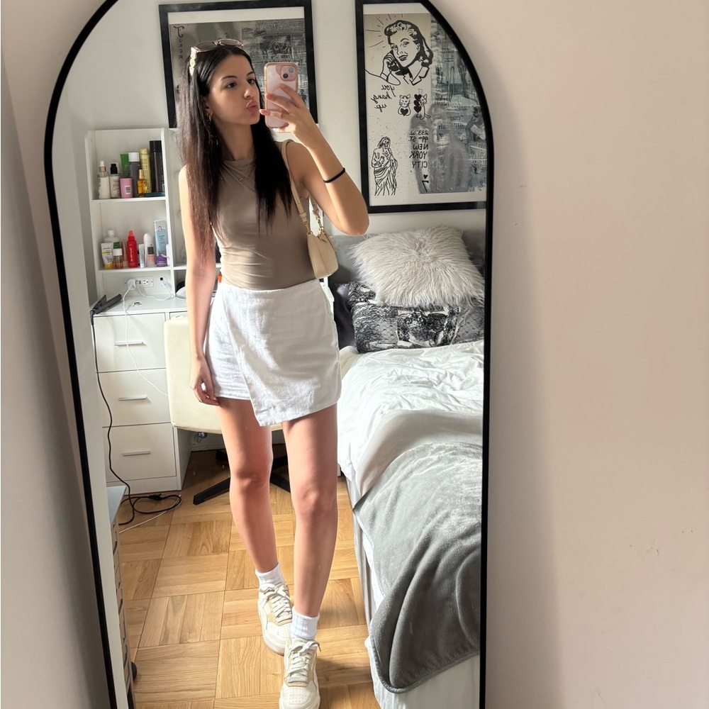 abercrombie white linen wrap skirt